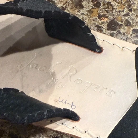 Jack Rogers Crackled Black Suede Jacks Flat Sandal 9 - Picture 5 of 5